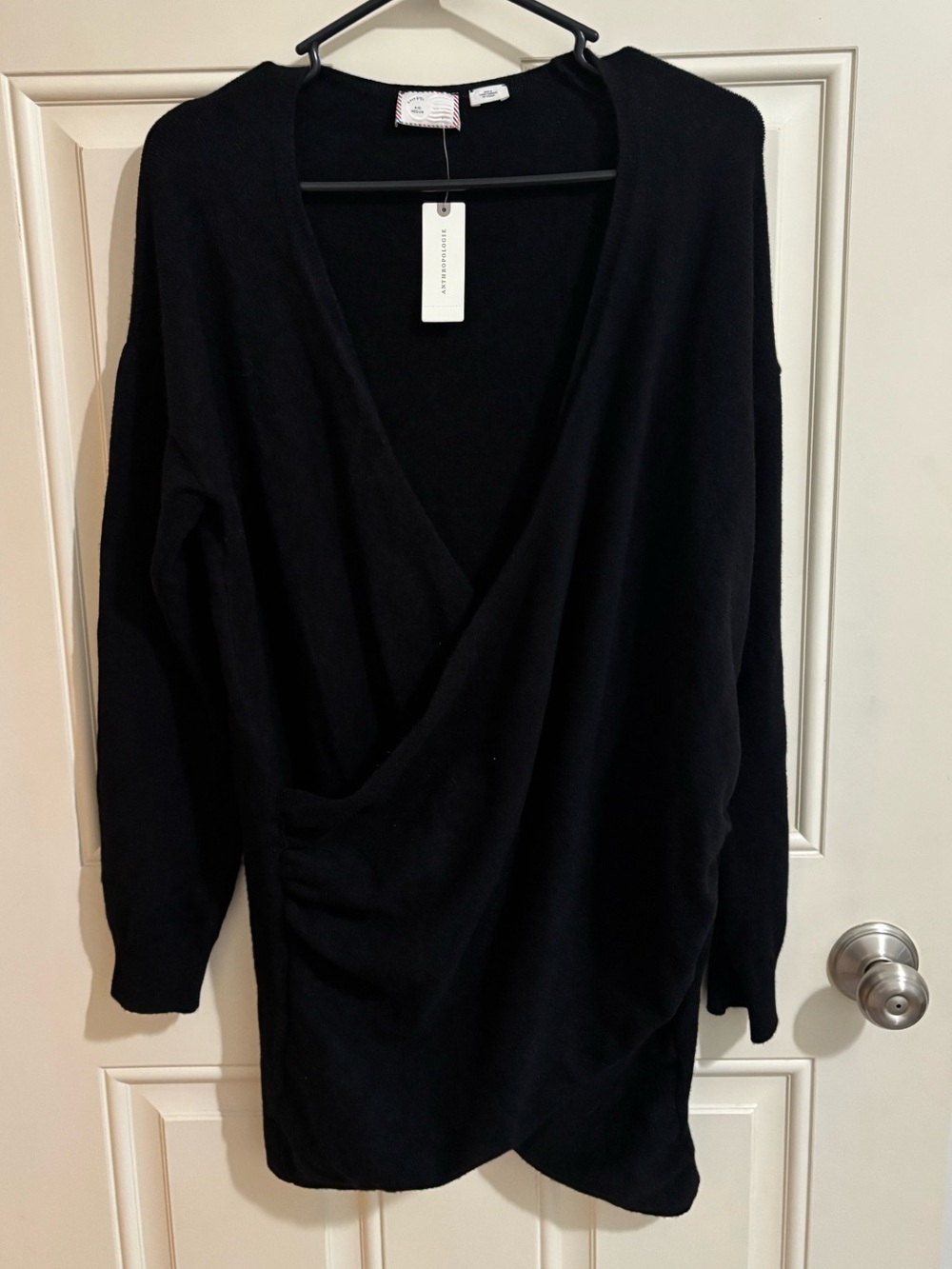ANTHROPOLOGIE NWT Black Wrap Sweater M